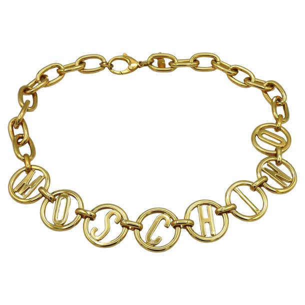 MOSCHINO Gold Tone Chain Necklace For Sale at 1stDibs