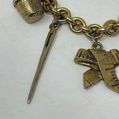 Moschino Gold Tone Sewing Charm Bracelet Vintage