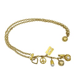 Moschino golden metal double chain pendants belt