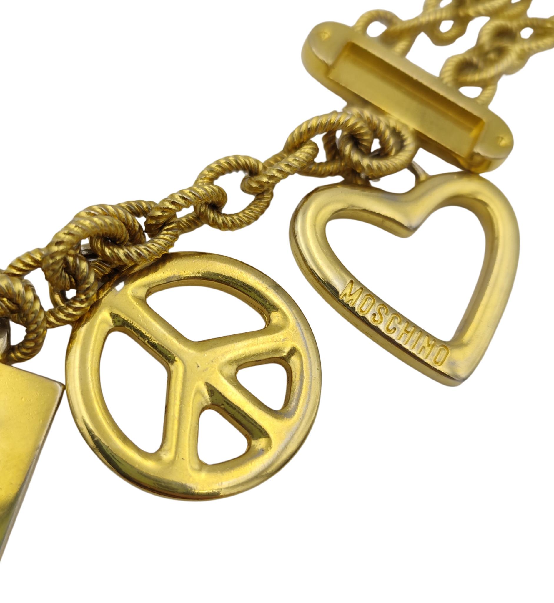 Cinturón Moschino de metal dorado con doble cadena colgante en venta 3