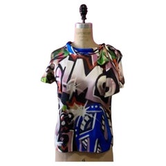 Moschino Graffiti Silk Satin Blouse