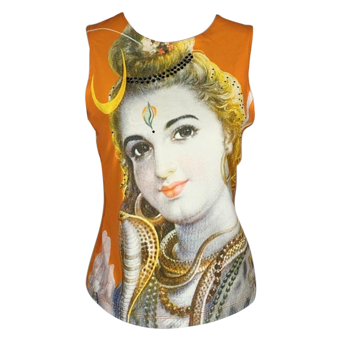 MOSCHINO T-Shirt graphique Motif divinité indienne  1990s en vente