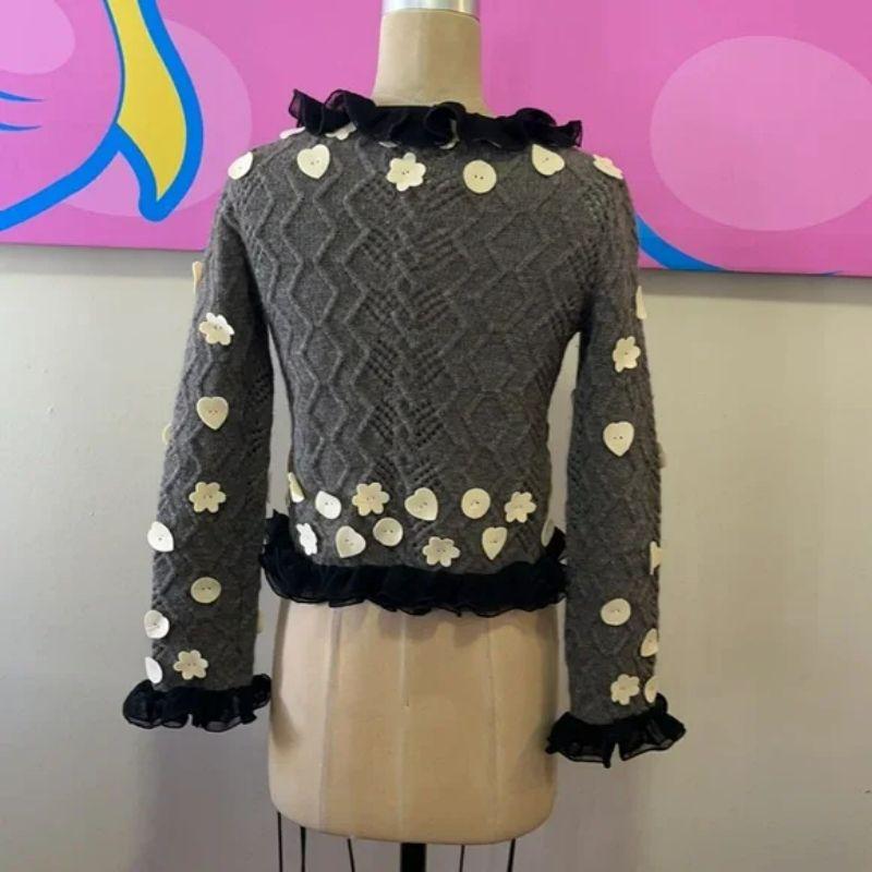 Moschino Gray Nature Friendly Cardigan Sweater In Excellent Condition For Sale In Los Angeles, CA