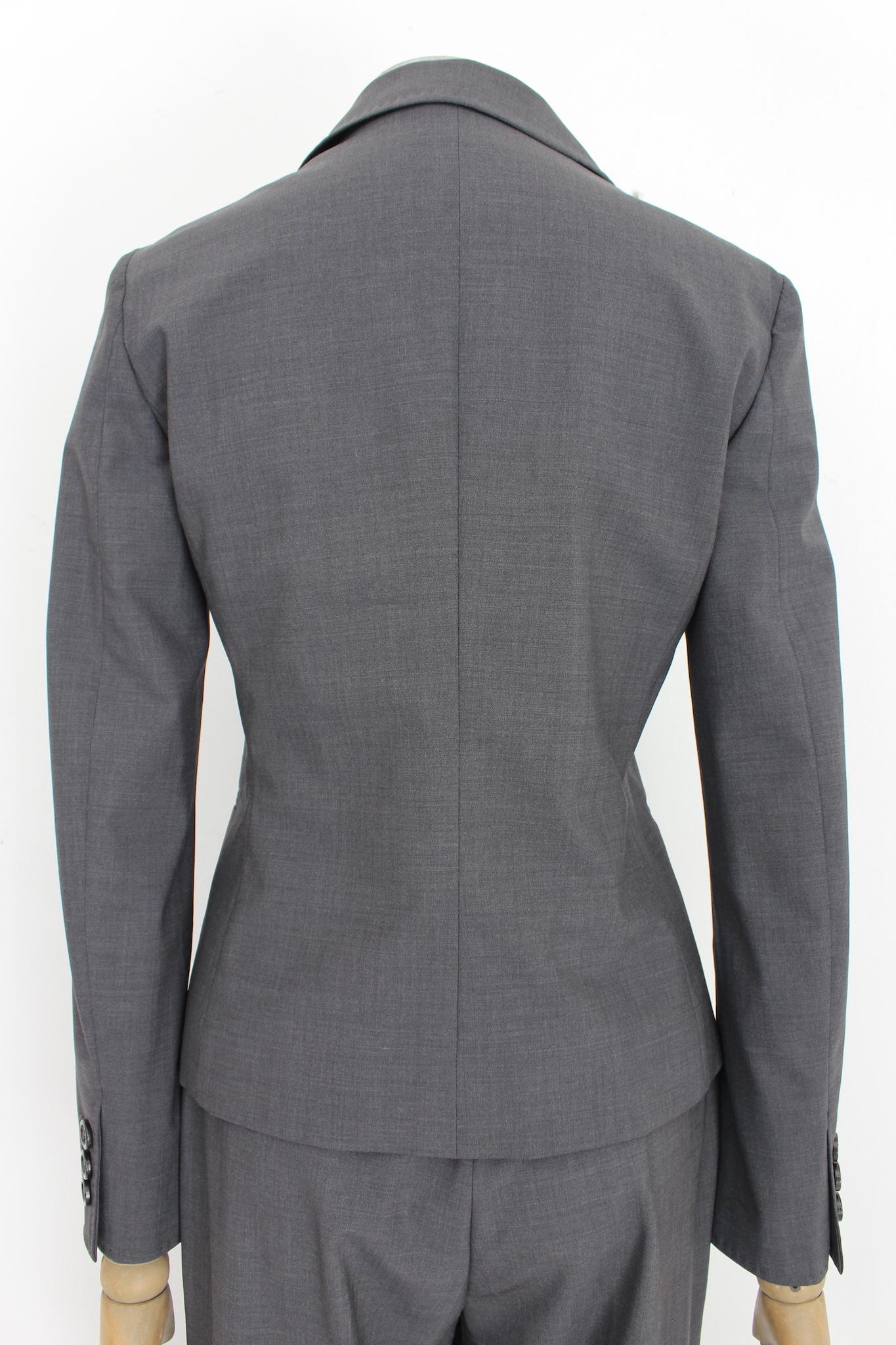 Moschino Gray Wool Classic Suit Pants For Sale 2