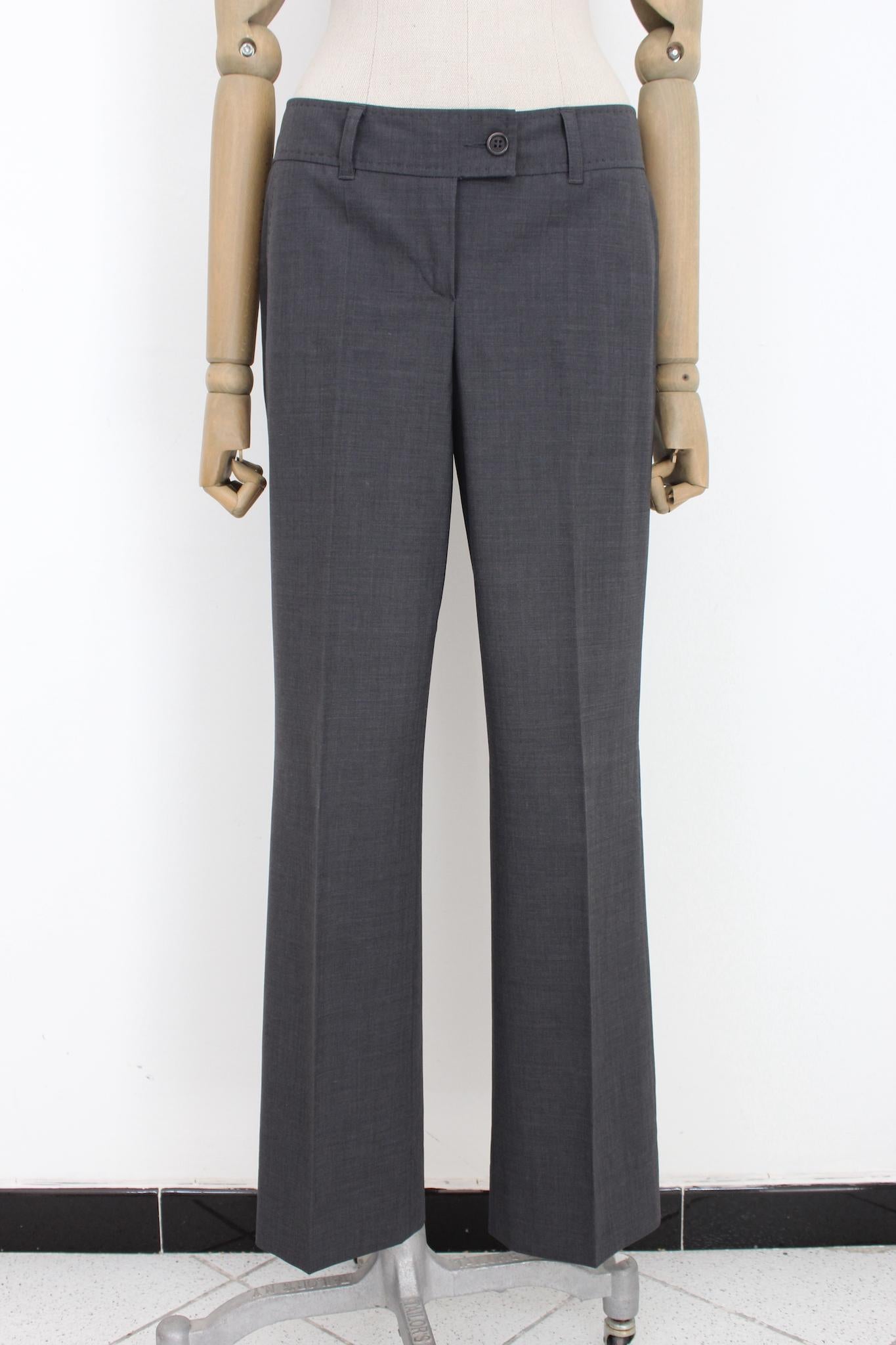 Moschino Gray Wool Classic Suit Pants For Sale 3
