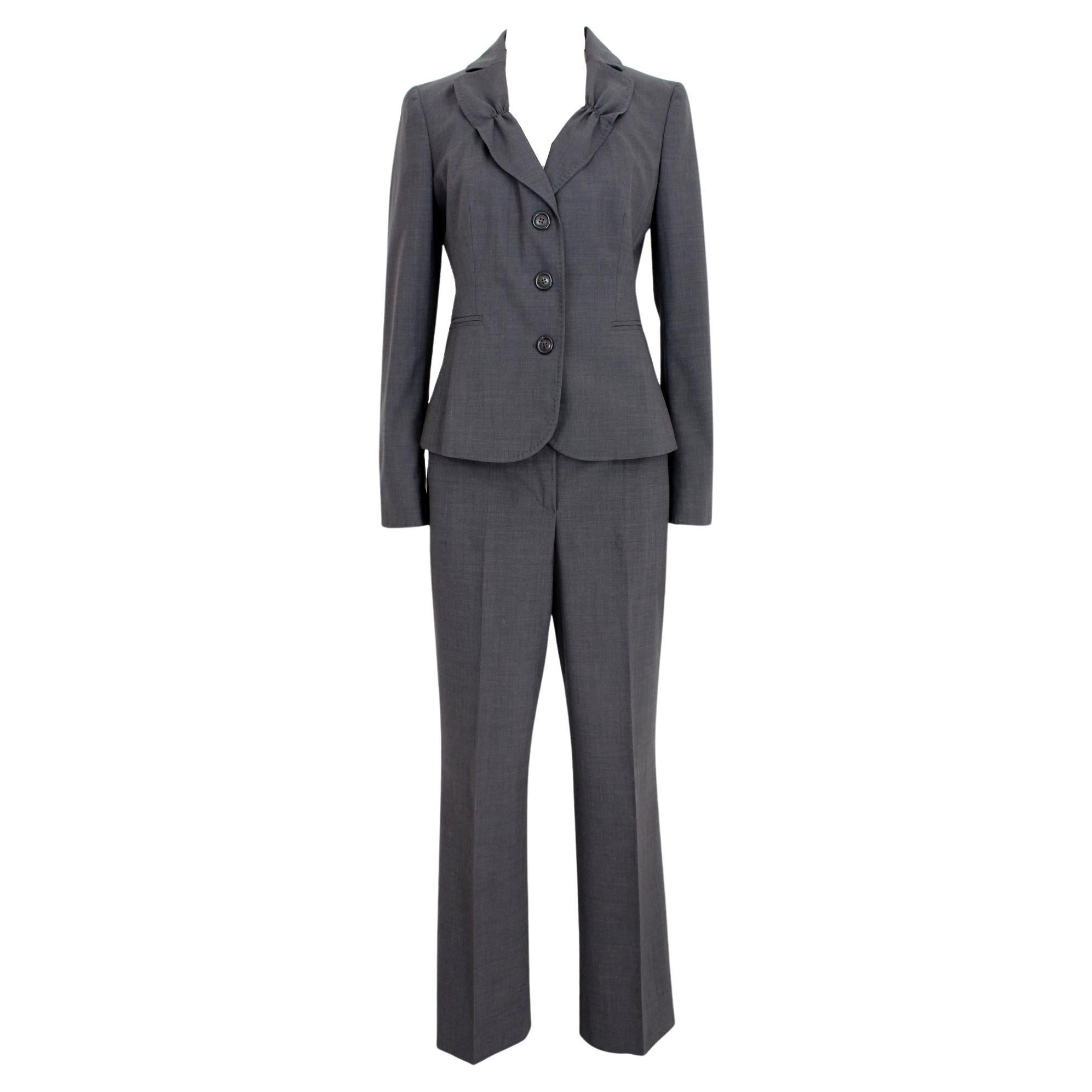 Moschino Gray Wool Classic Suit Pants For Sale