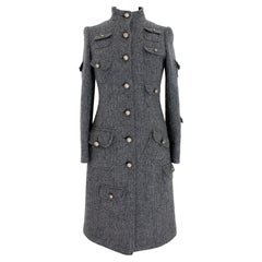 Moschino Gray Wool Double Breasted Coat