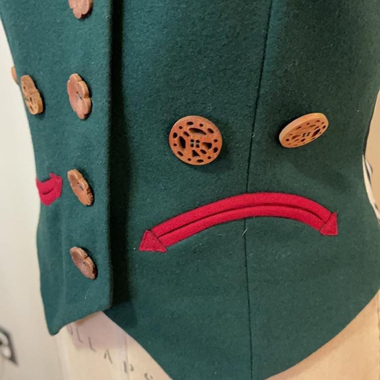 Black Moschino Green Wool Smile Frown Vest For Sale