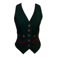 Moschino Green Wool Smile Frown Vest