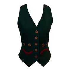 Vintage Moschino Green Wool Smile Frown Vest