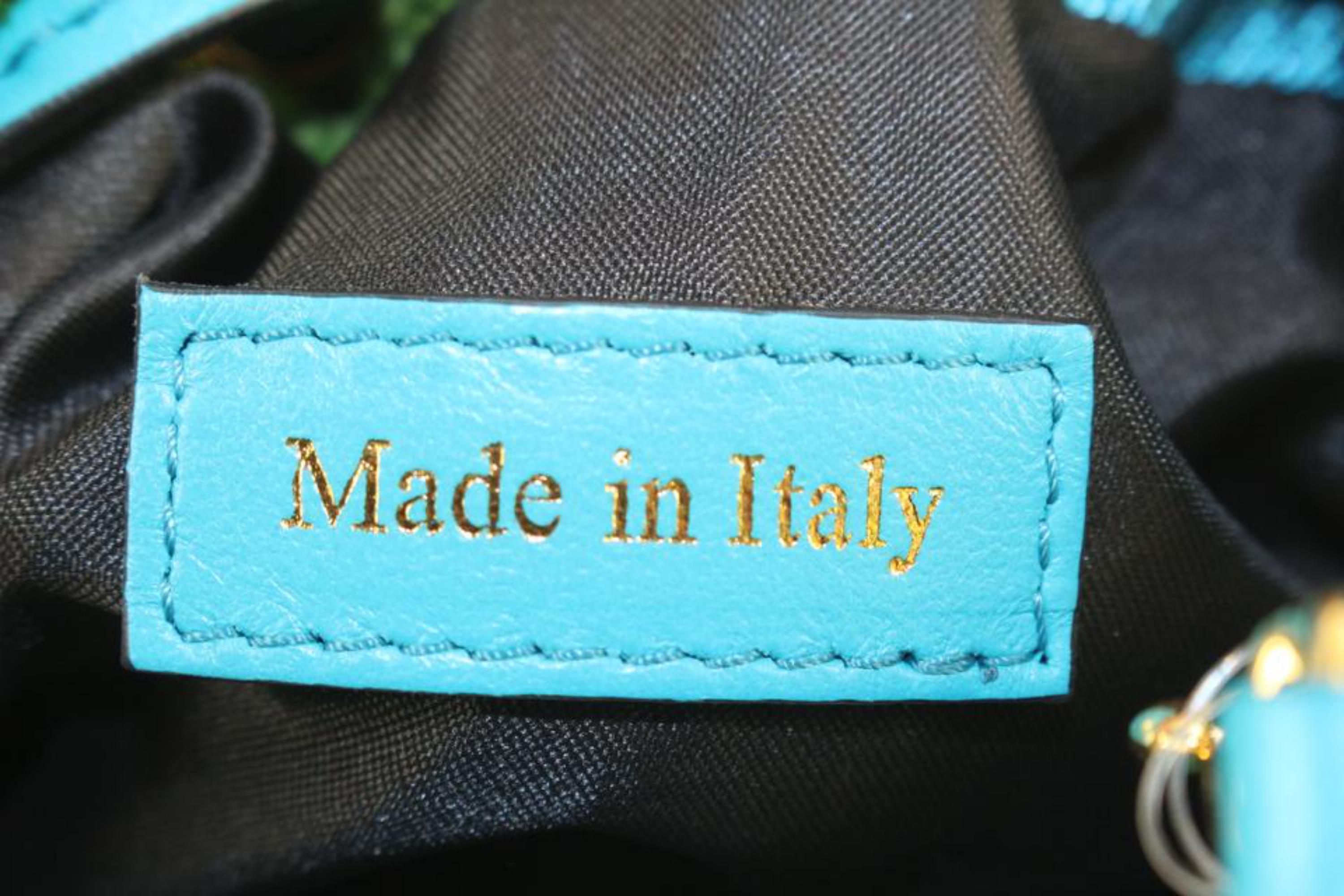 Moschino sac à bandoulière en velours côtelé vert et bleu avec cordon de serrage 5mo830 en vente 6