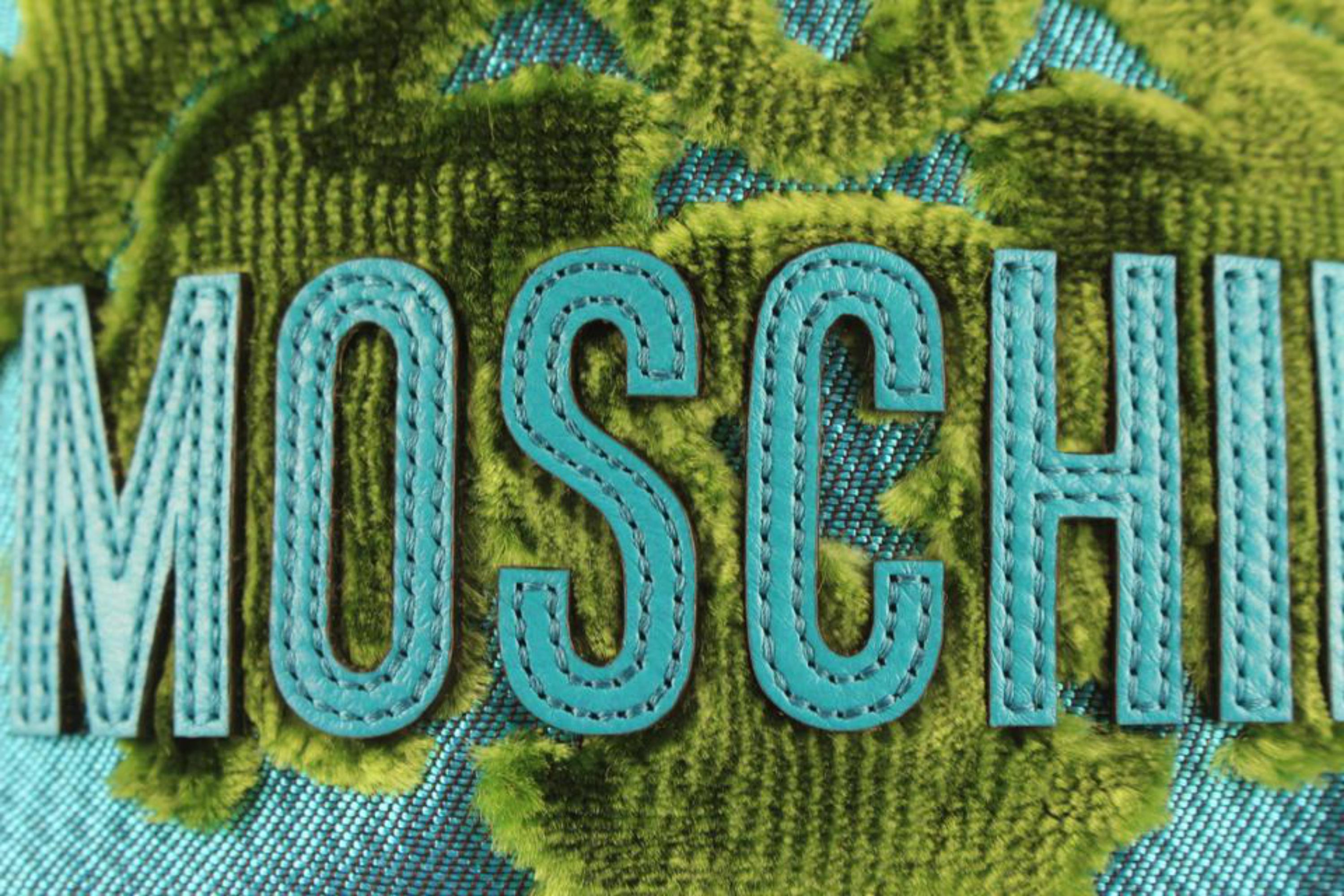 Moschino sac à bandoulière en velours côtelé vert et bleu avec cordon de serrage 5mo830 en vente 1