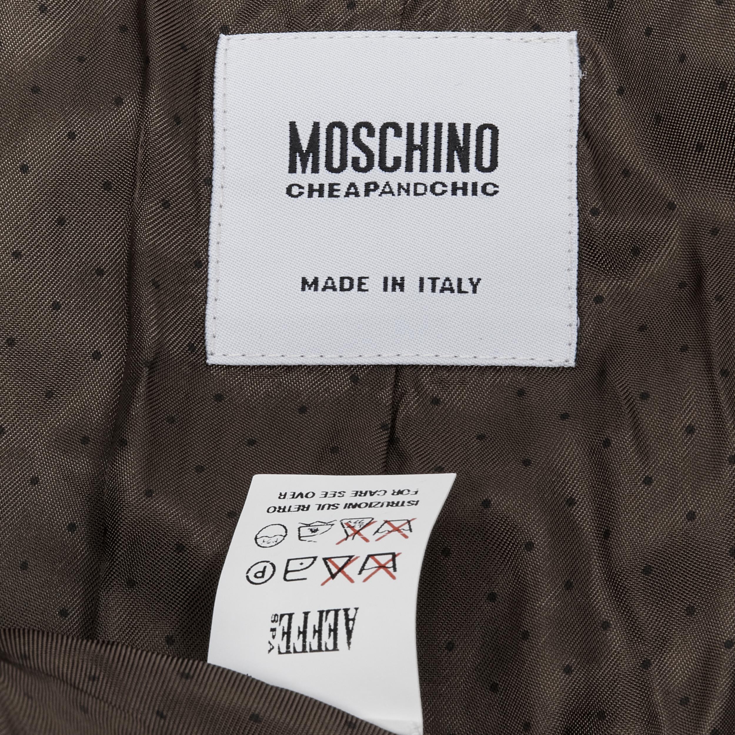 MOSCHINO grey blue check wide short sleeve cropped trench coat IT40 S For Sale 4