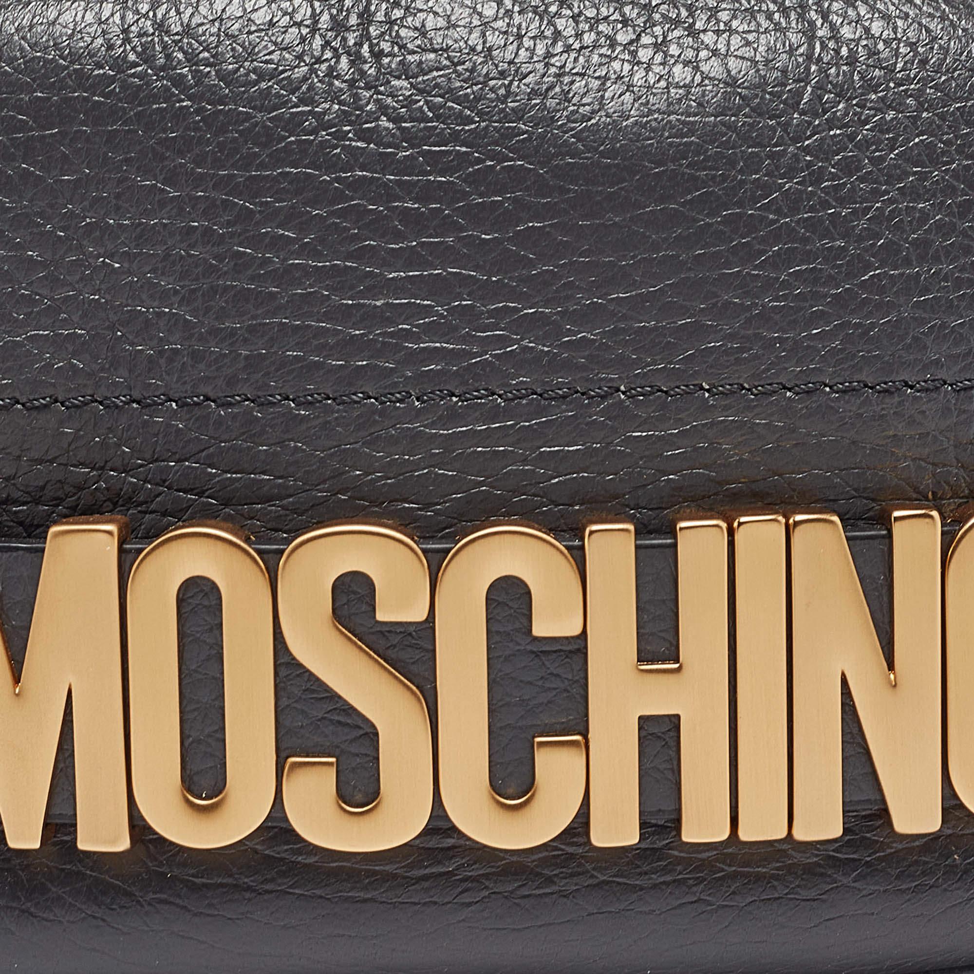 Women's Moschino Grey Leather Mini Classic Logo Belt Bag
