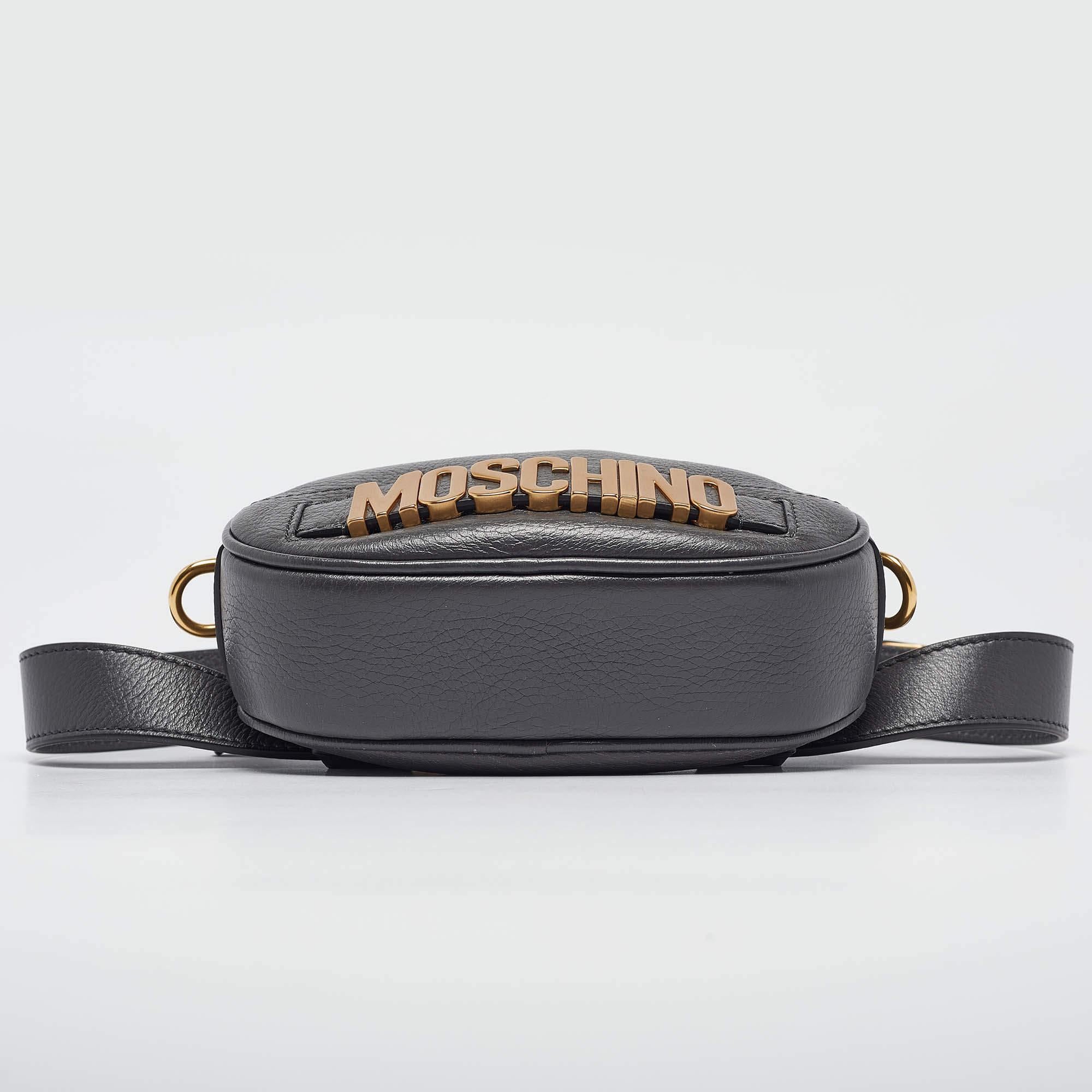 Moschino Grey Leather Mini Classic Logo Belt Bag 2