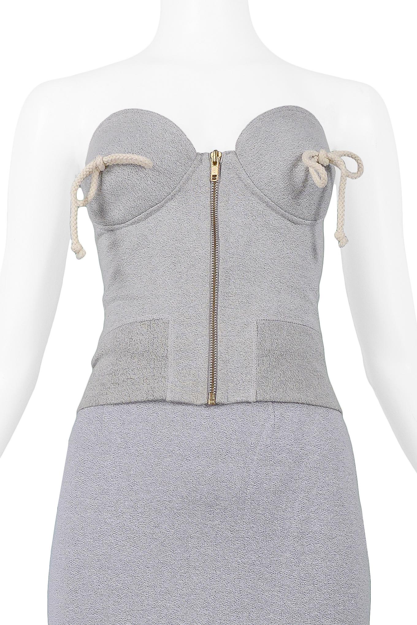 Gray Moschino Grey Sweatshirt Bustier 1994 For Sale