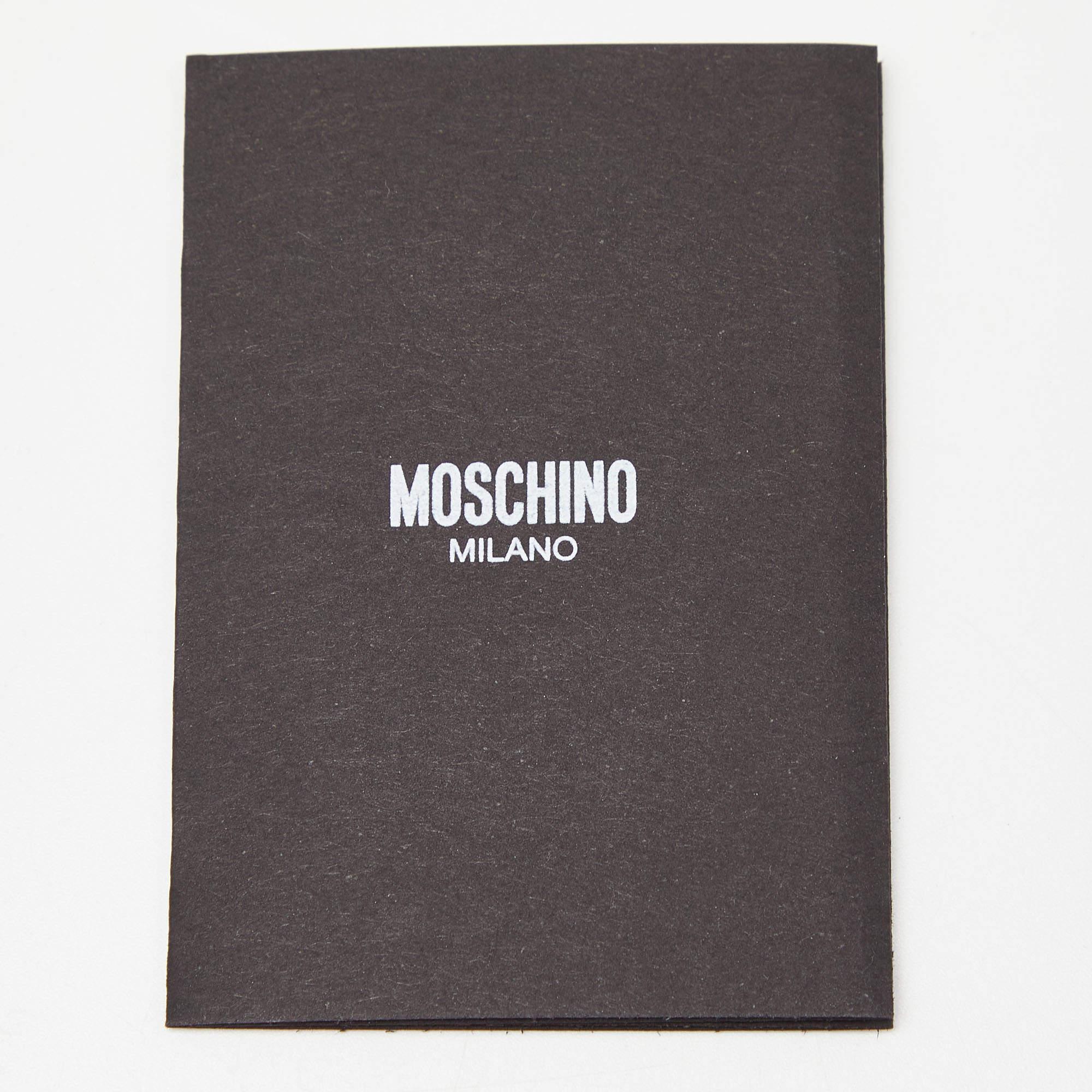 Moschino Kartenetui aus grauem/weißem, geprägtem Leder mit Schlangenhautprägung im Angebot 3