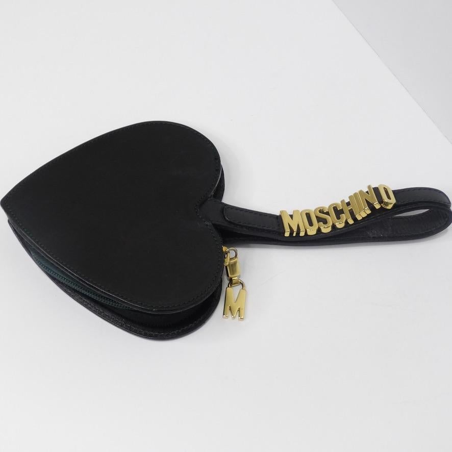 Black Moschino Heart Wristlet For Sale