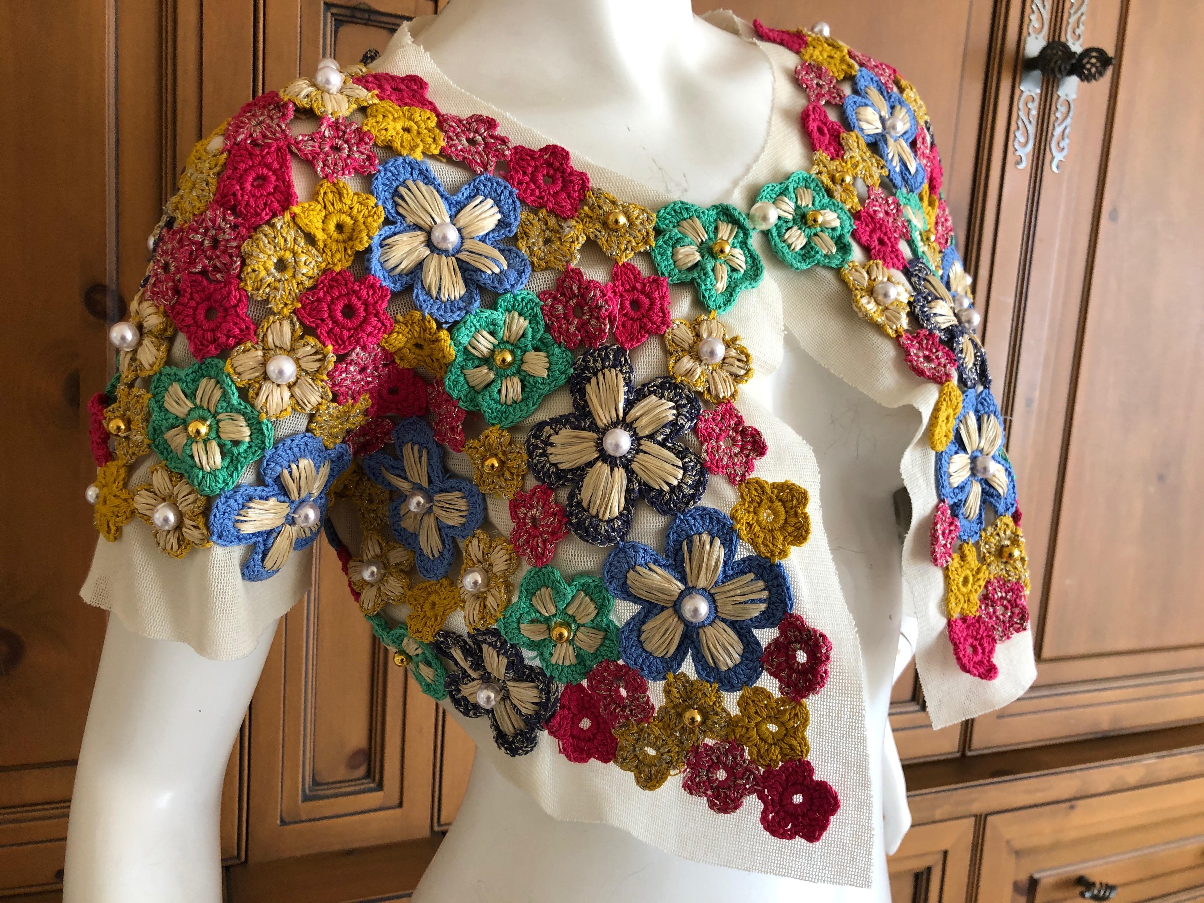 Women's Moschino Hippy Chick Crochet Embellished Shrug for Cheap & Chic For Sale
