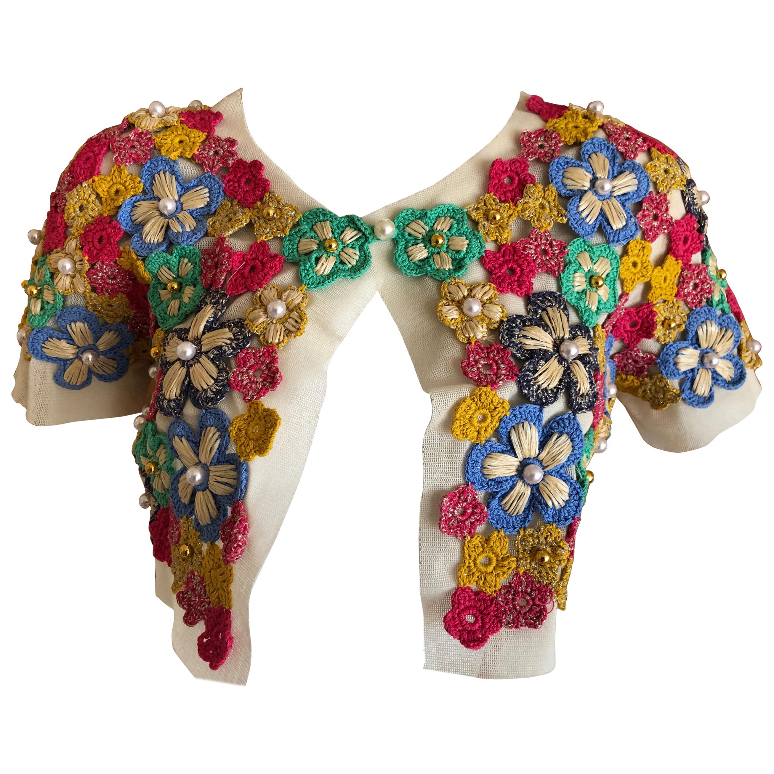 Moschino Hippy Chick Crochet Embellished Shrug for Cheap & Chic For Sale