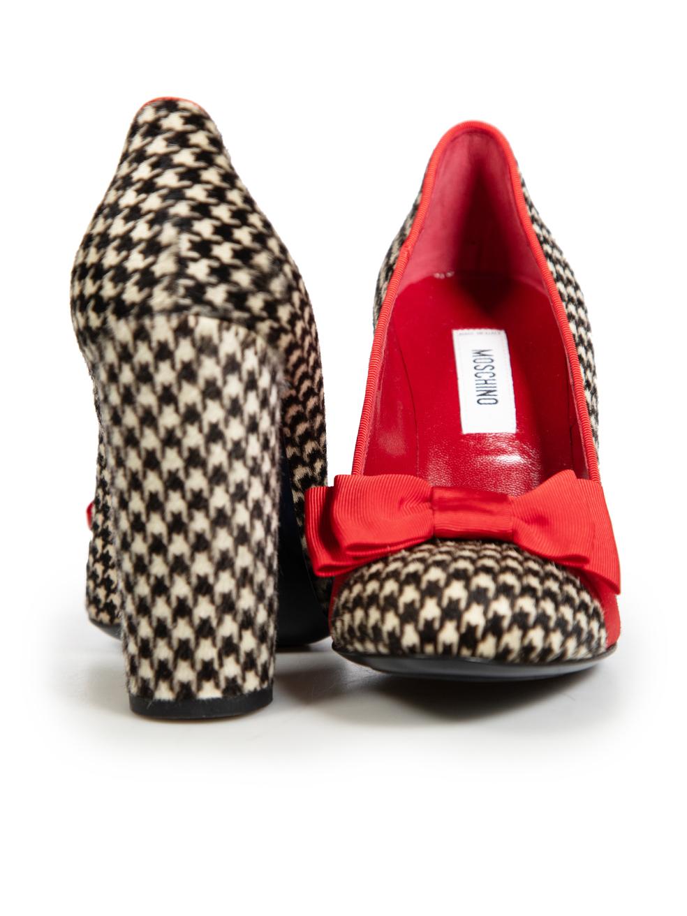 Brown Moschino Houndstooth Pony Hair Pumps Size IT 37.5