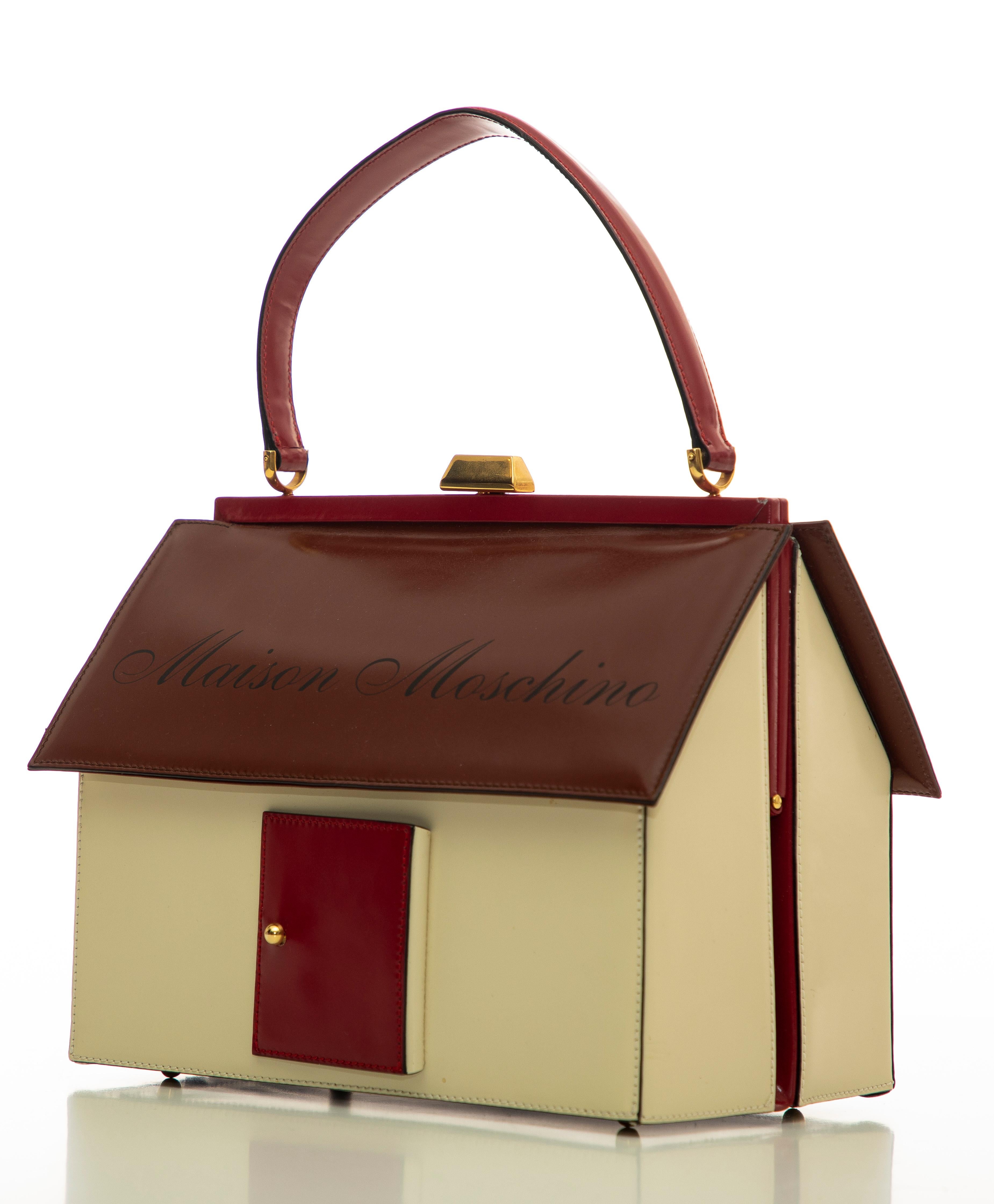 Women's Moschino House Shaped Top Handle Leather Handbag, Circa: 1991