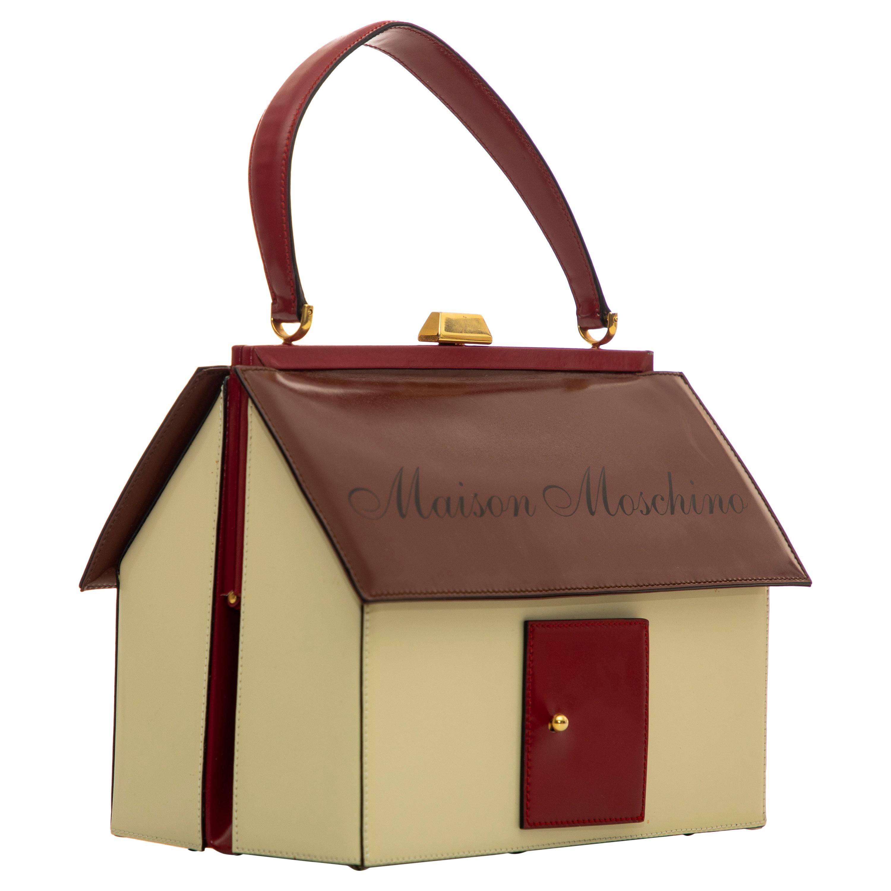 Moschino House Shaped Top Handle Leather Handbag, Circa: 1991 at 1stDibs |  house shaped purse, top handle handbag