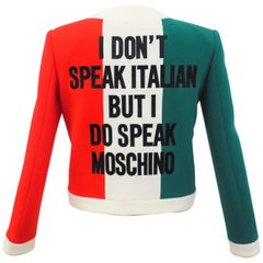 Moschino "I don't speak italian but i do speak Moschino" chaqueta bandera italiana NWT