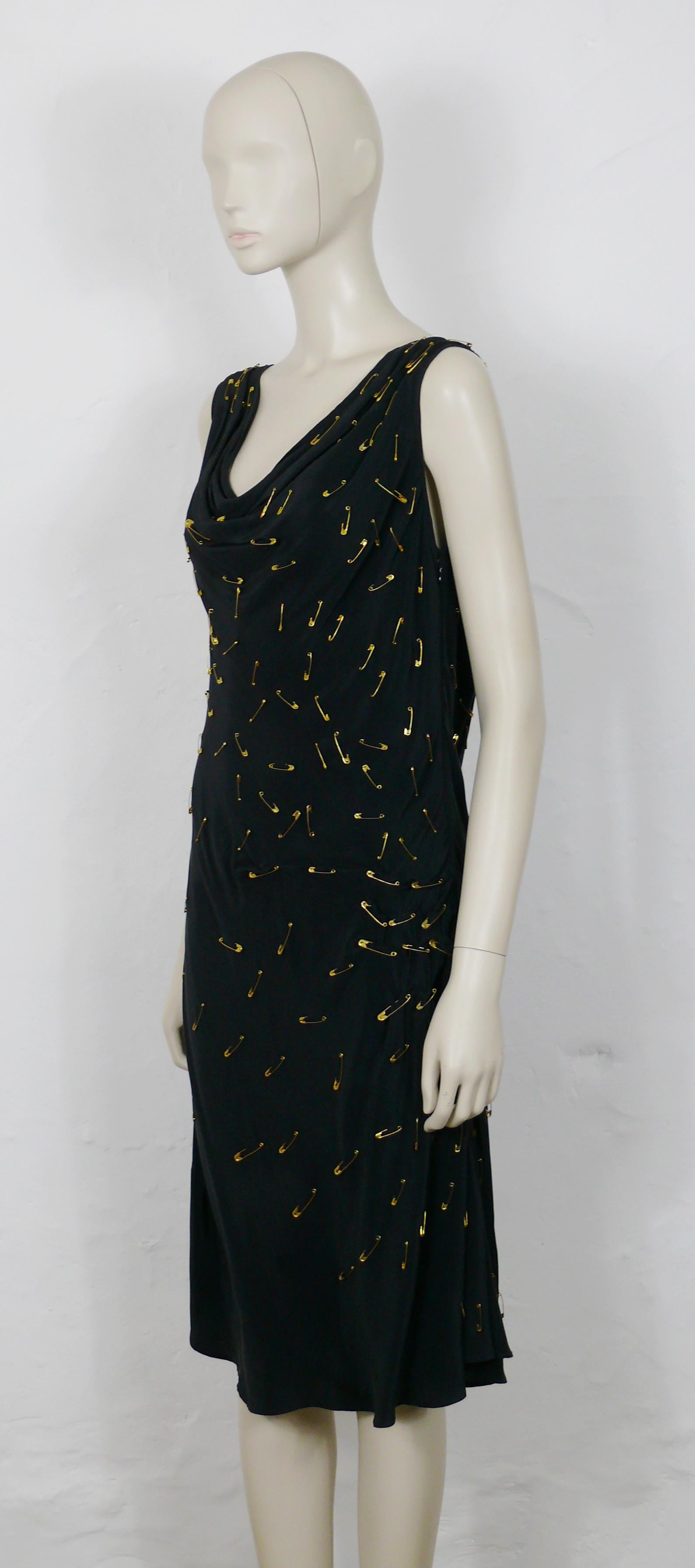 Women's Moschino Iconic Black Safety Pin Embellished Dress US Size 14 For Sale