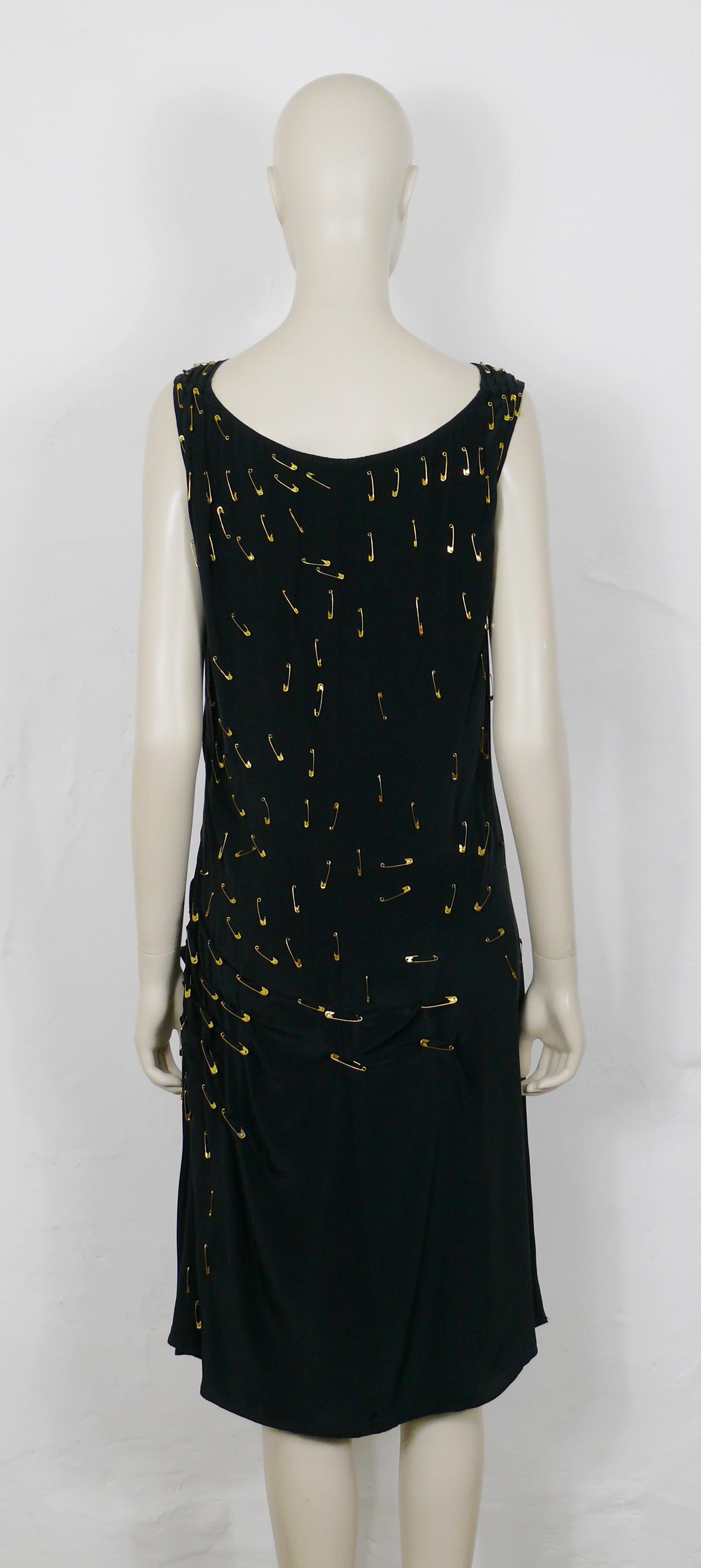 Moschino Iconic Black Safety Pin Embellished Dress US Size 14 For Sale 2