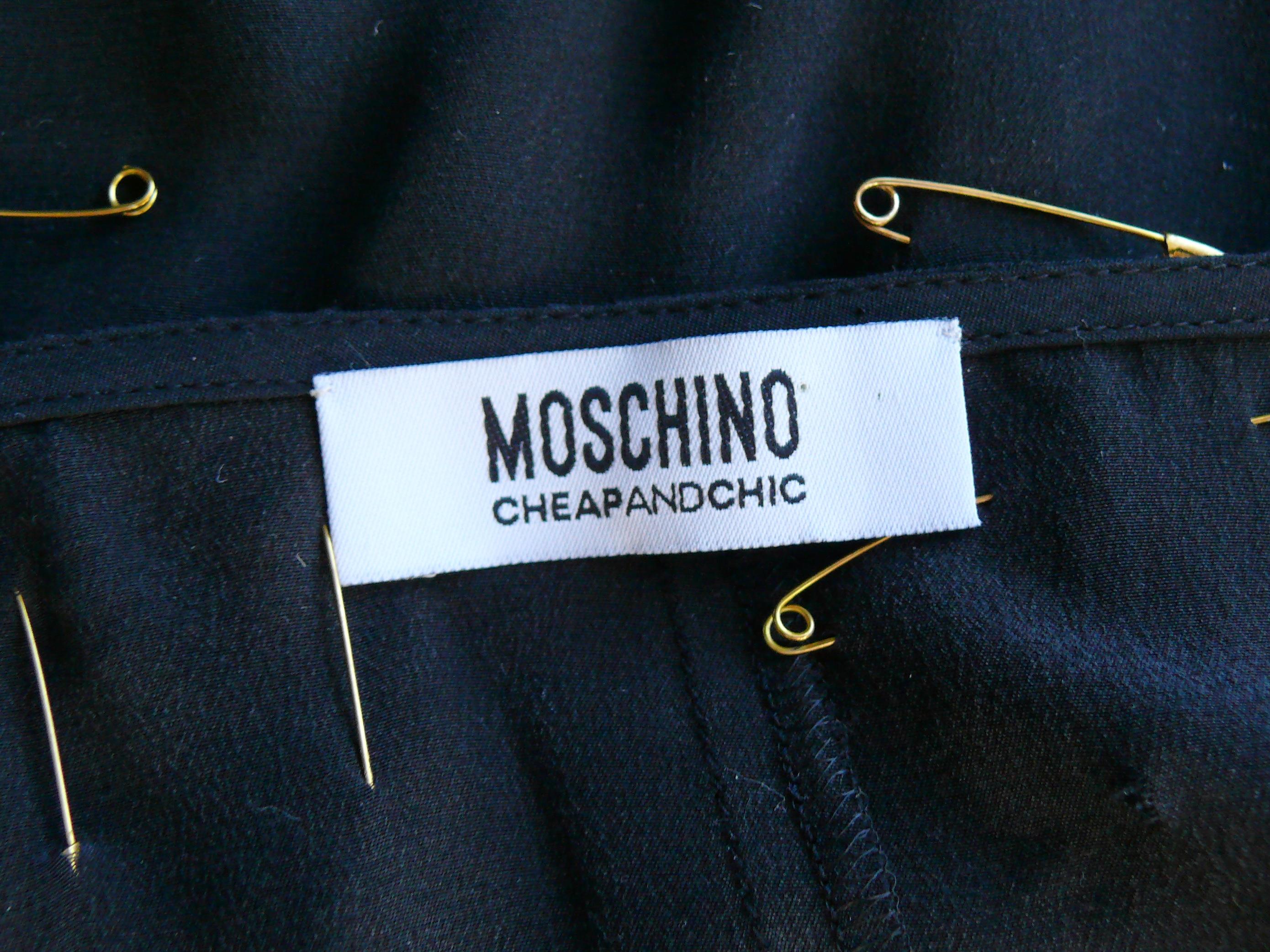 Moschino Iconic Black Safety Pin Embellished Dress US Size 14 For Sale 3