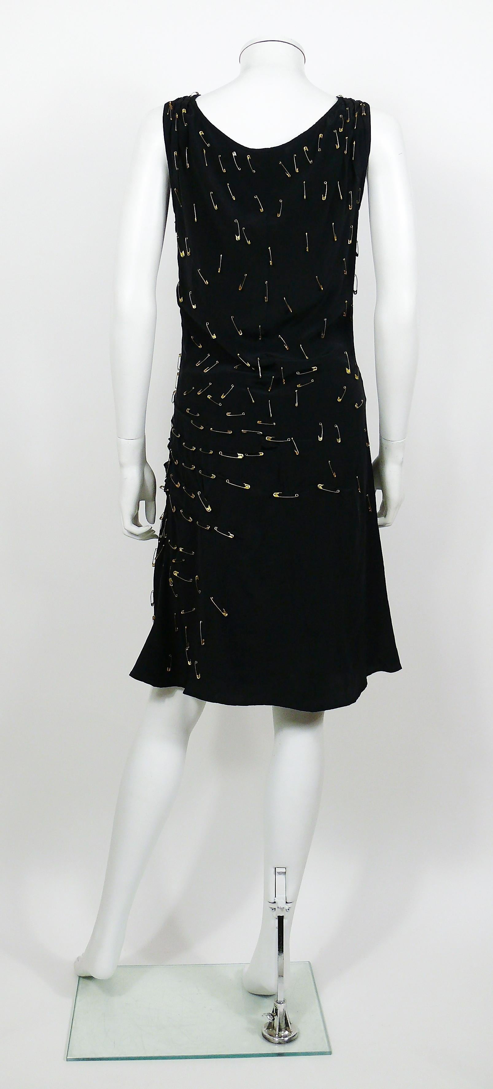 Women's Moschino Iconic Black Safety Pin Embellished Dress US Size 8