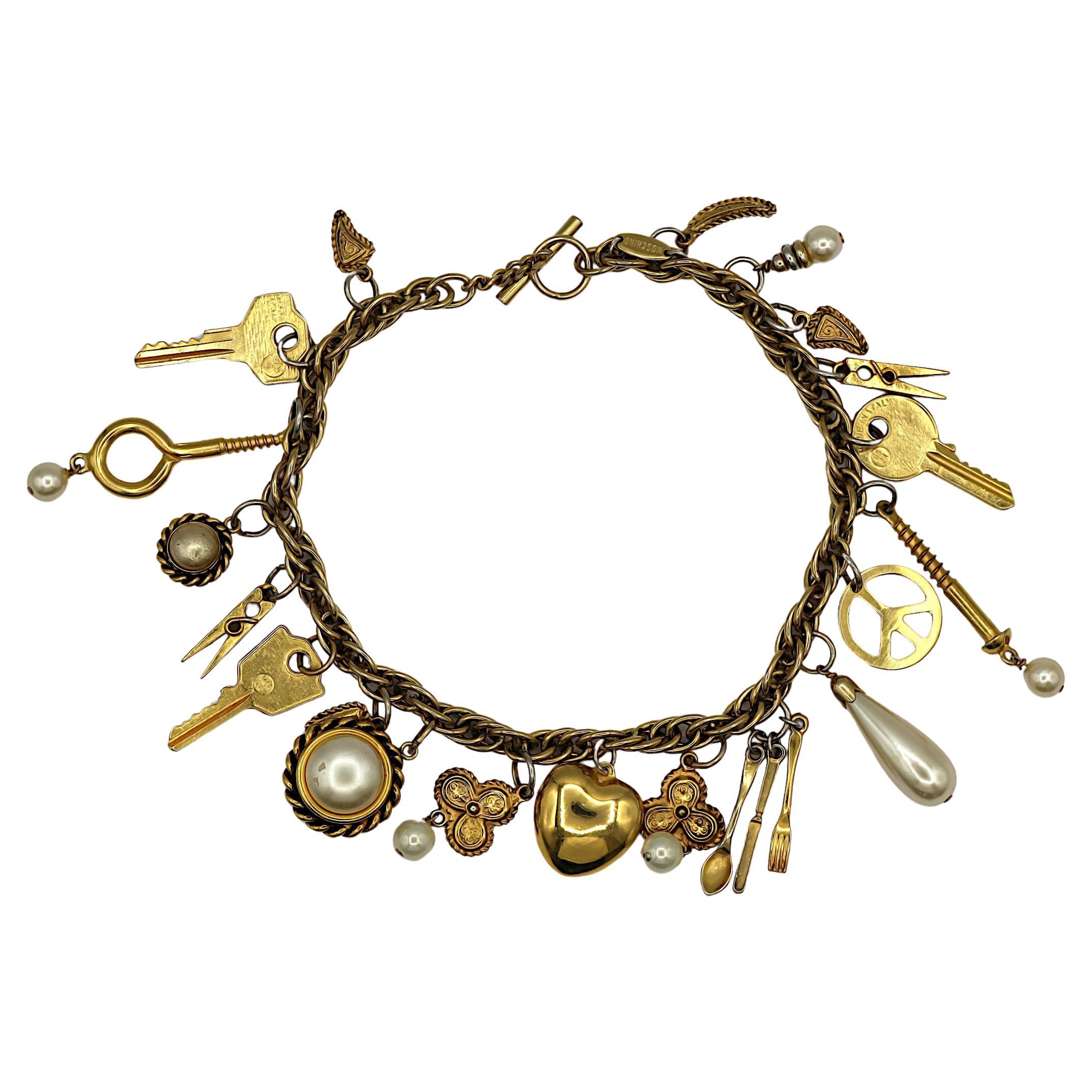 MOSCHINO Collana Iconic Vintage con charme in tonalità oro