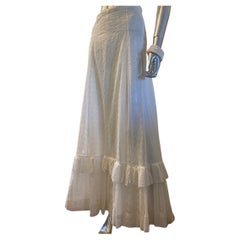 Moschino Italy Romantic White Eyelet Ruffle Skirt with Separate Petticoat Size 8