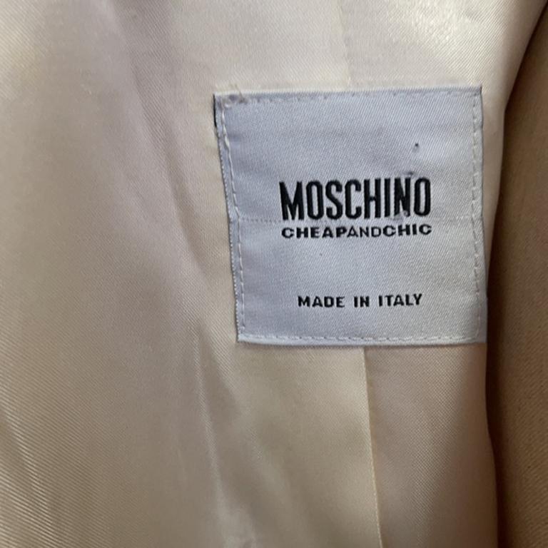 Moschino Ivory Black Wool Flower Coat For Sale 3
