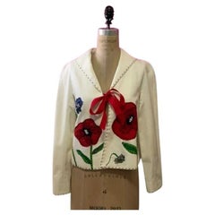 Moschino Elfenbeinfarbene Jacke mit Blumenmuster