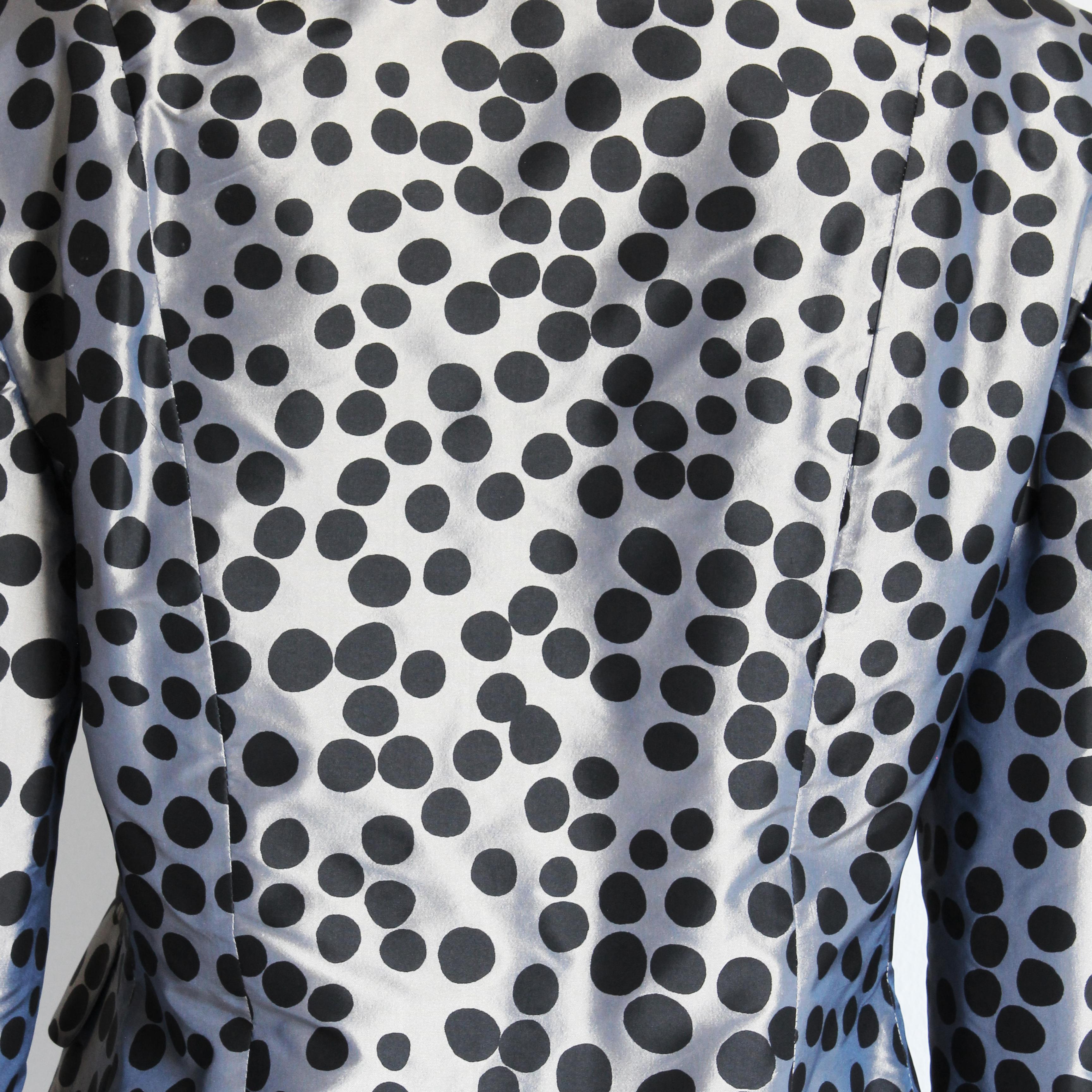 Moschino Jacket Gunmetal Silk with Polka Dots Puff Sleeves Cheap and Chic US 12 For Sale 5