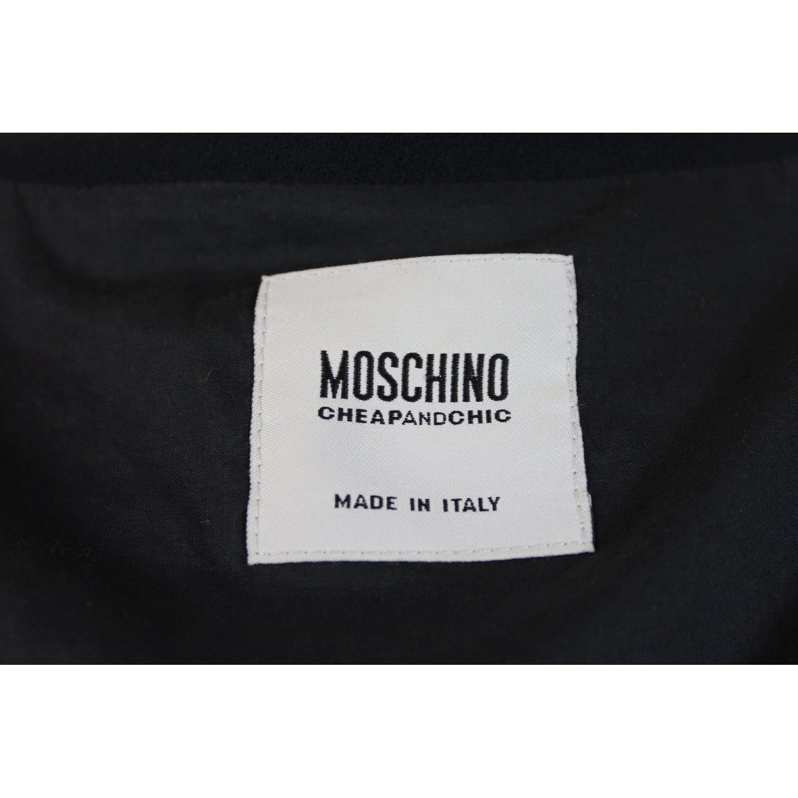 Moschino Jacket Mother Pearl Buttons Embroidered Wool Blue 1990s Rare ...