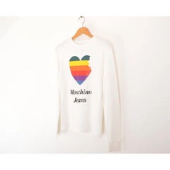 Moschino Jeans 1990's Apple Mac Print White Long sleeve T-shirt / Sweater
