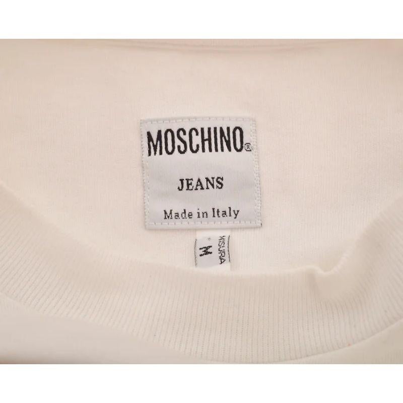 Moschino Jeans 1990's Apple Mac Print White Long sleeve T-shirt / Sweater In Good Condition For Sale In Sheffield, GB