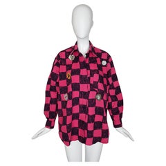 MOSCHINO JEANS 90S oversize cotton Pink check sketched Shirt