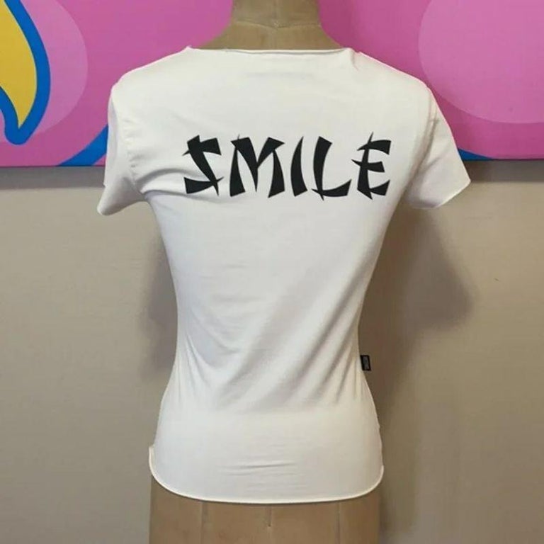 Gray Moschino Jeans Asian Smiley Face Top For Sale
