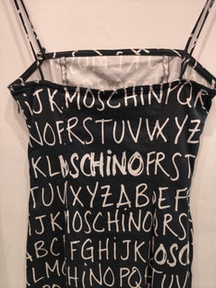 Moschino Vintage 1990 Black White Printed Mini Dress Size 42 Women's