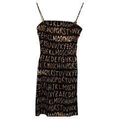 Moschino Vintage 1990 Black White Printed Mini Dress Size 42 Women's