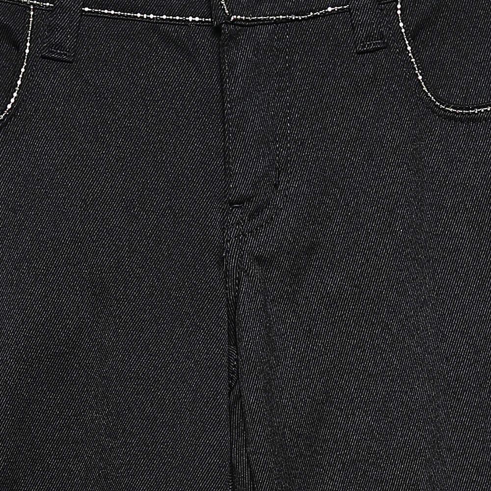 Moschino Jeans Black Cotton Twill Embellished Trim Detailed Pants M In Good Condition In Dubai, Al Qouz 2