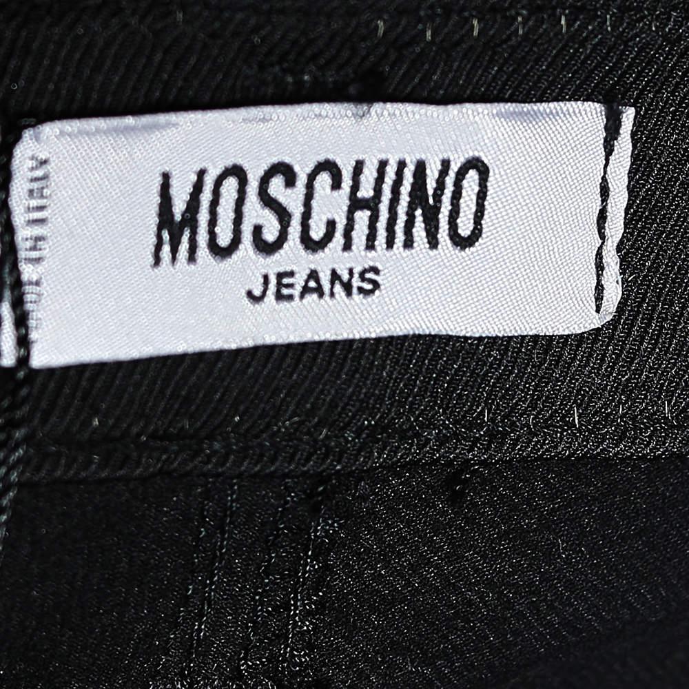 Women's Moschino Jeans Black Cotton Twill Embellished Trim Detailed Pants M