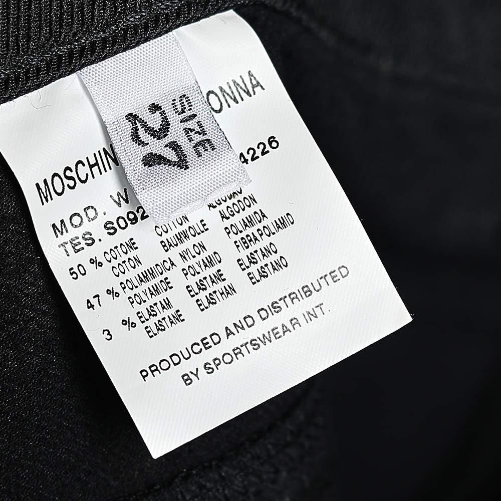 Moschino Jeans Black Cotton Twill Embellished Trim Detailed Pants M 1