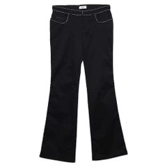 Moschino Jeans Black Cotton Twill Embellished Trim Detailed Pants M