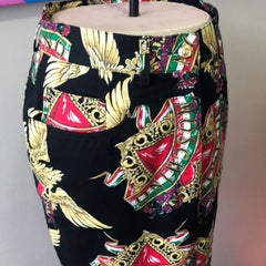 Moschino Jeans Black Gold Heart Pencil Skirt