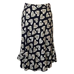Moschino Jeans Black Heart Floral Full Summer Skirt NWT